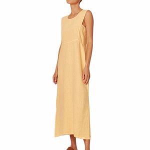 Indi & Cold Linen Beach Sleeveless Button Back Midi Dress XL Mandarina Coastal